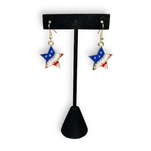 Americana USA 🇺🇸 Star Earrings gold tone NWOT - Picture 2 of 2